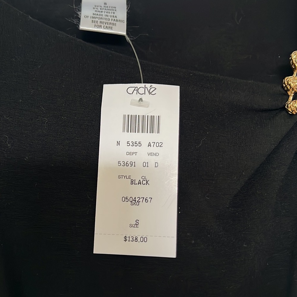 CACHE lbd with unique gold snake  broach. Size S - Picture 7 of 7
